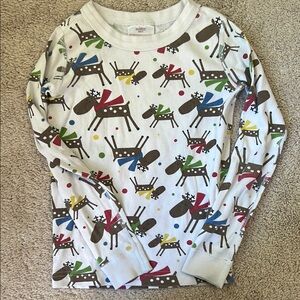 Hanna Andersson 6-7 120 Raindeer Organic Cotton Pajama Top Long Sleeve